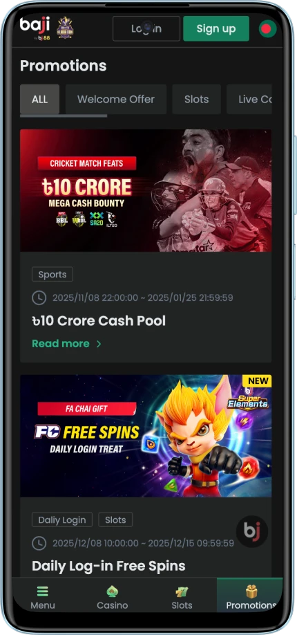 baji live bonuses page